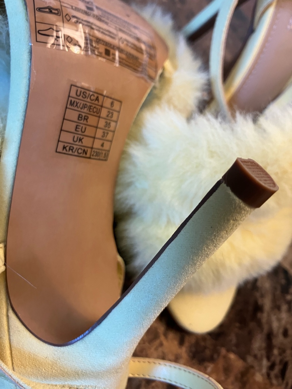 Forever 21 Yellow Faux-Fur Strap Heels - Picture 3 of 4